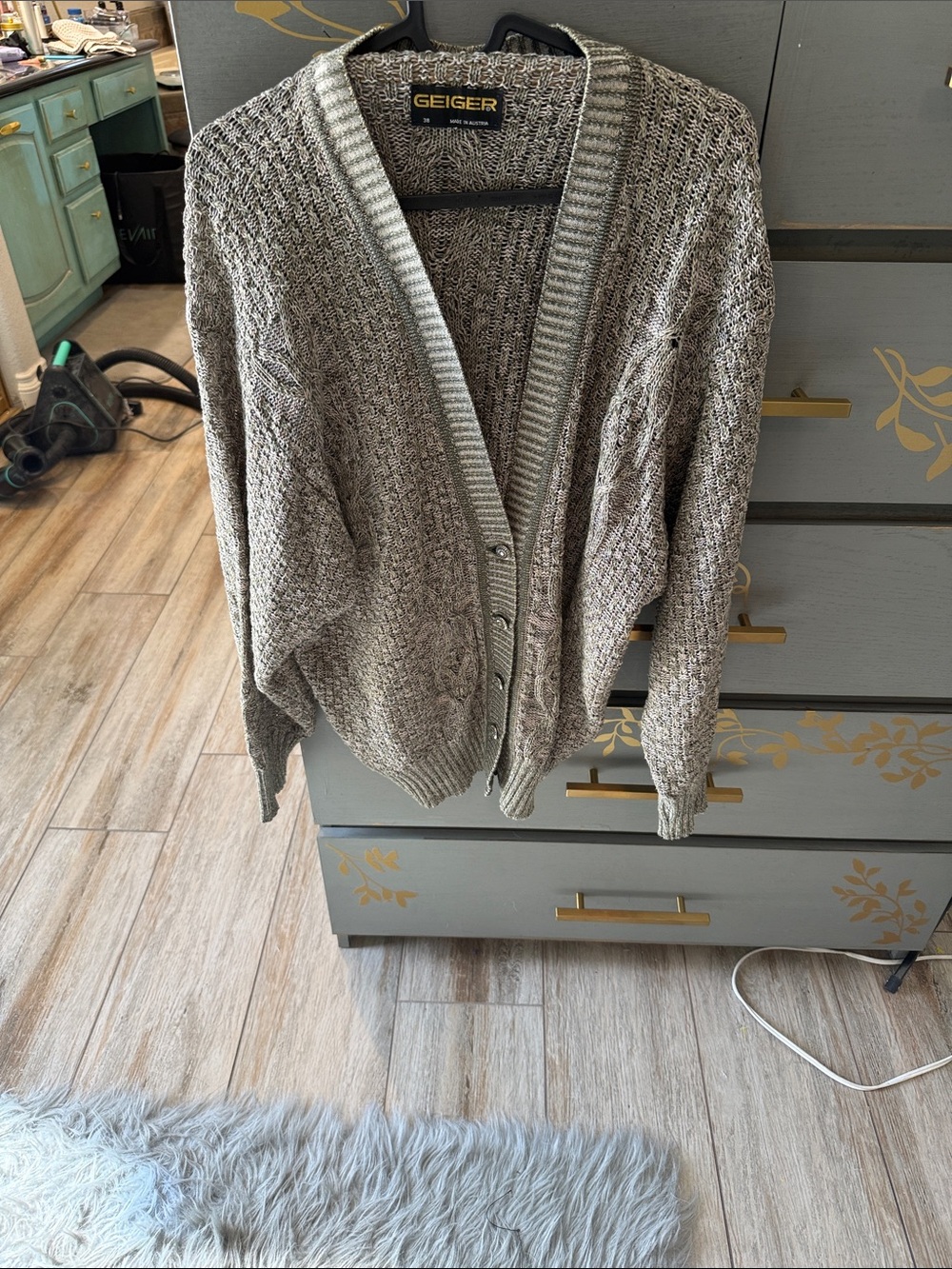 Geiger Taupe Knit Button-Front Cardigan